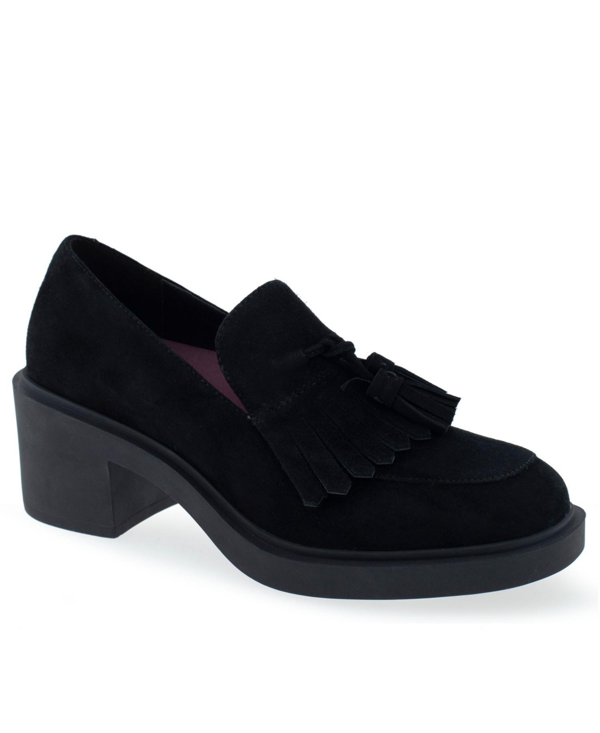 Women's Gibes Tailored Block Heel Shoe - Black Suede