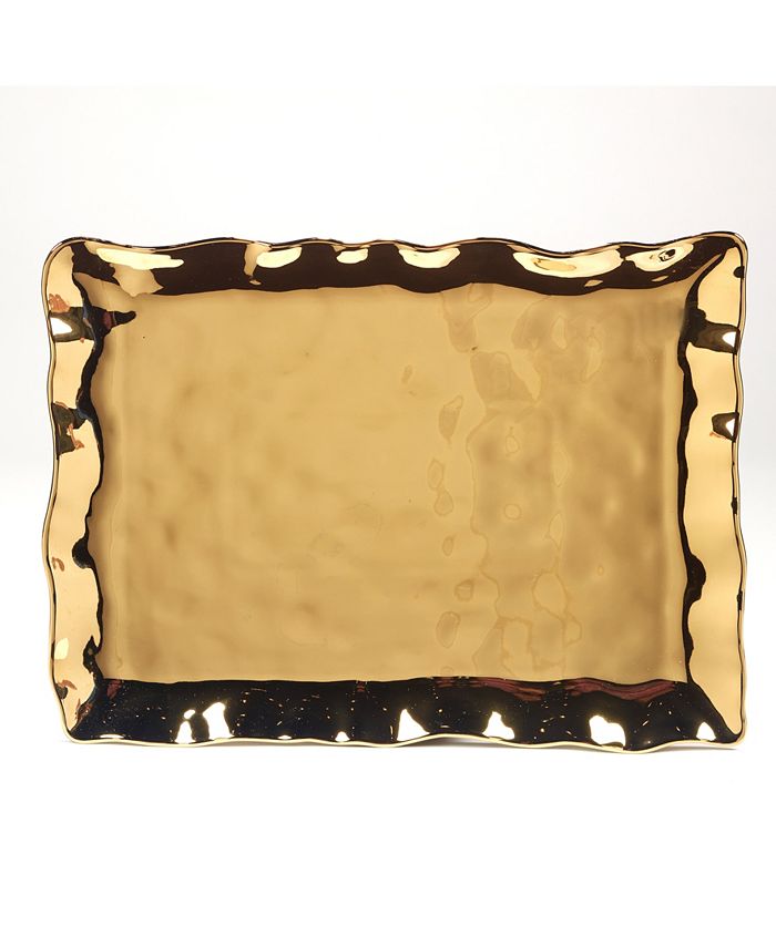 Certified International Gold-Silver Tone Coast Rectangular Platter - Macy's