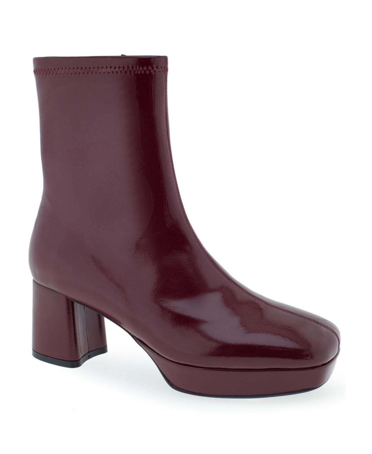 Sussex Boot-Midcalf Boot-Platform-High - Java Patent Polyurethane - Faux Leather