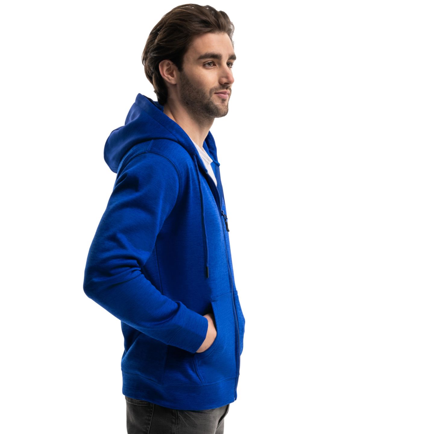 Мужское худи Mio Marino Big & Tall Premium Zip-Up for Men with Smooth Silky Matte Finish & Cozy Fleece Inner Lining Sweater with Hood, цвет: Синий — фото 2