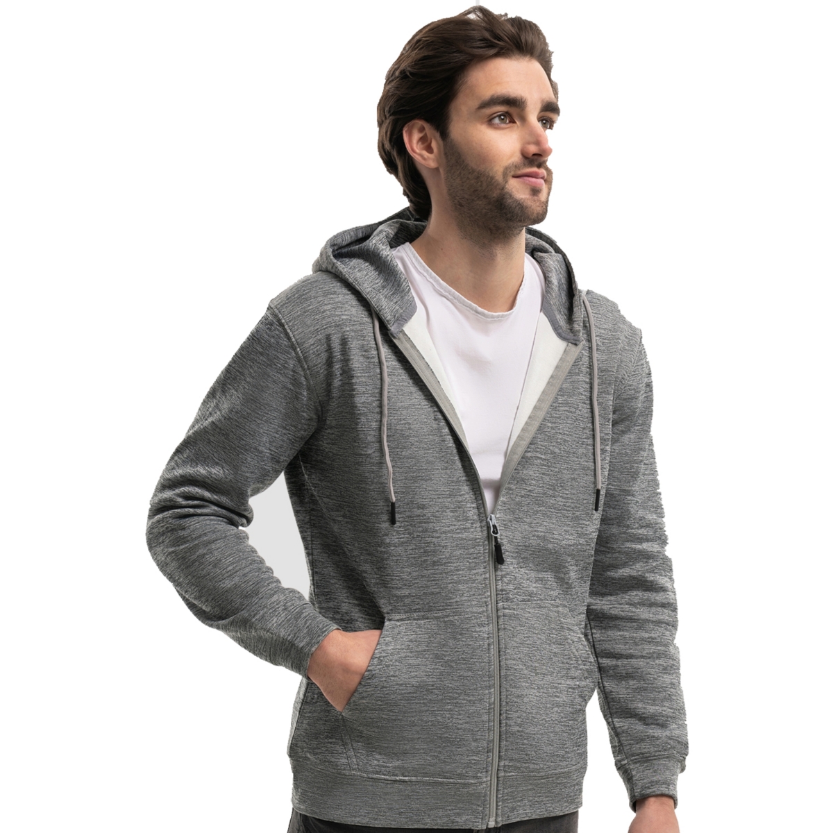 Big & Tall Premium Zip-Up Hoodie for Men with Smooth Silky Matte Finish & Cozy Fleece Inner Lining Sweater with Hood - Army green
