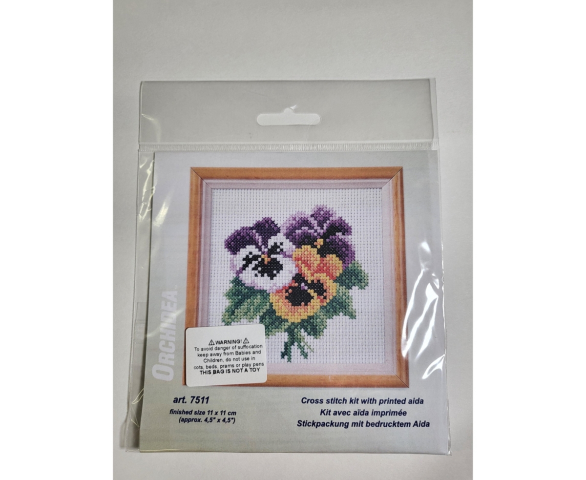 Stamped Cross stitch kit "Pansies" 7511 - Assorted Pre-Pack