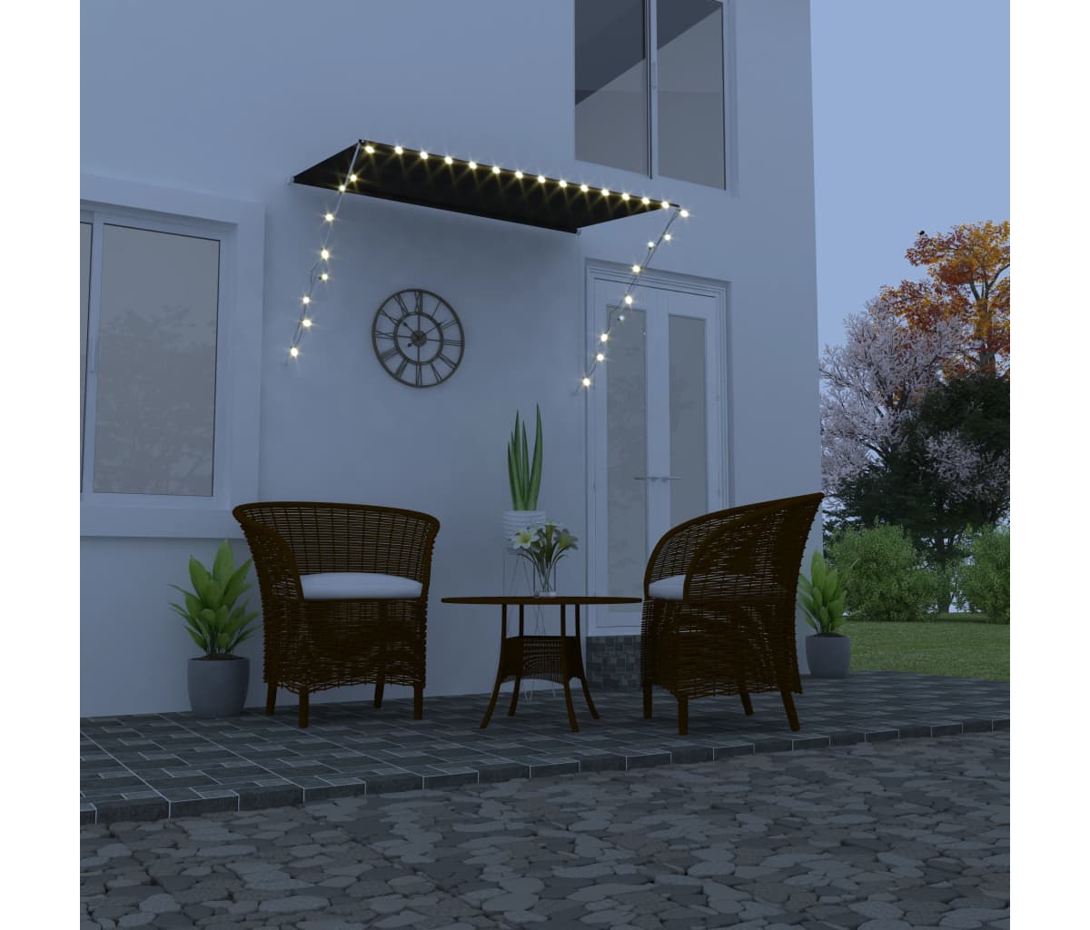 Retractable Awning with Led 78.7"x59.1" Anthracite