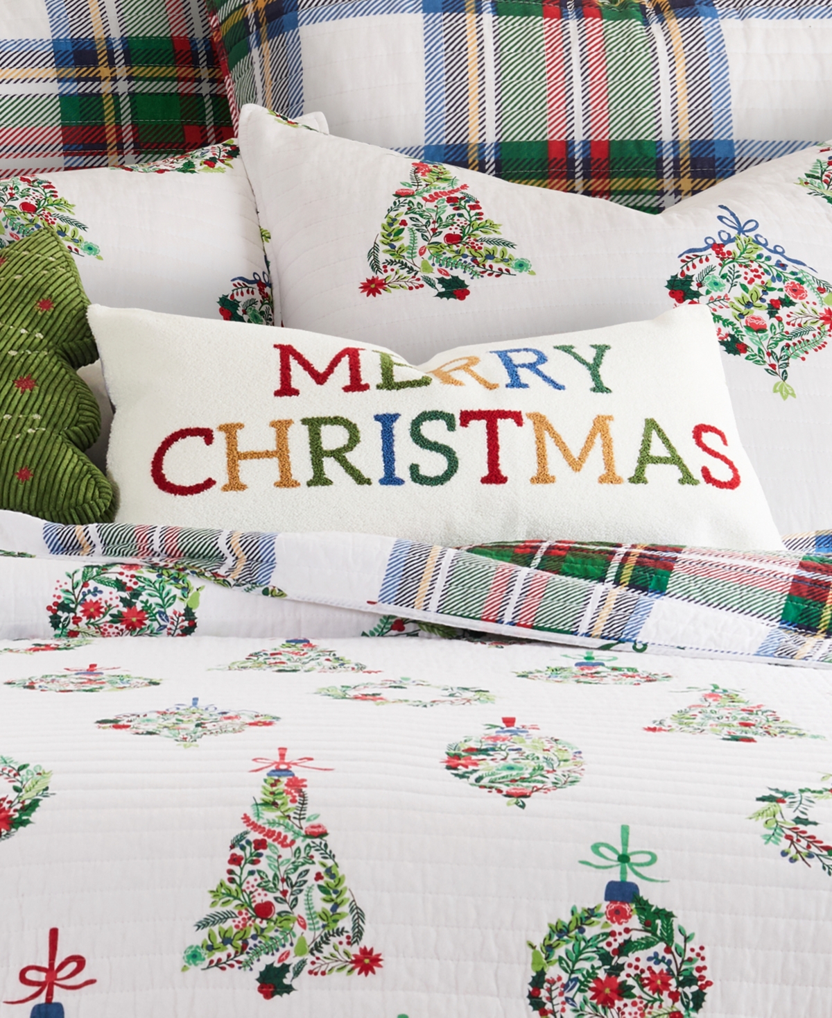 Levtex Festive Baubles Merry Christmas Decorative Pillow, 12" X 24" In Multi