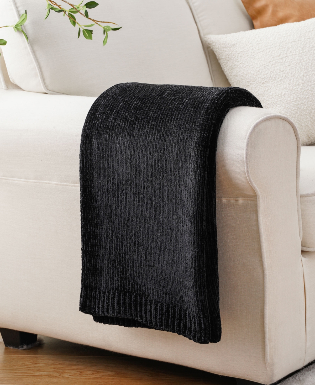 Battilo Lifestyle Solid Woven Micro Chenille Throw, 51" x 67"