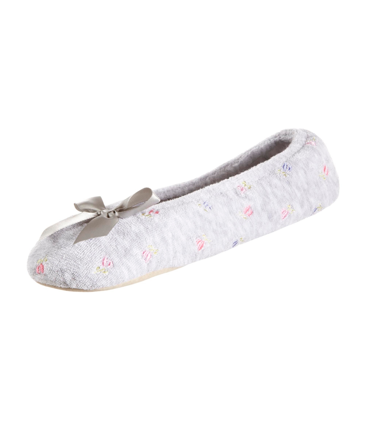 Isotoner Signature Isotoner Embroidered Terry Ballerina Slipper, Online Only In Heather