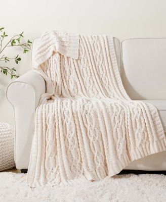 Lifestyle Cable Knit Chenille Throw, 51" x 67"