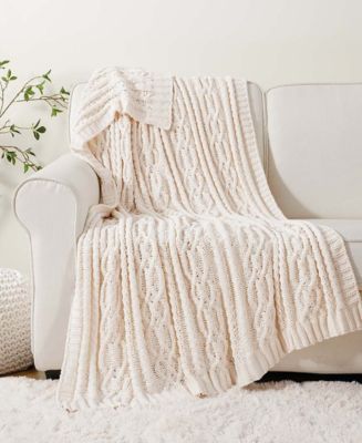 Battilo Lifestyle Cable Knit Chenille Throw, 51" x 67" - Macy's