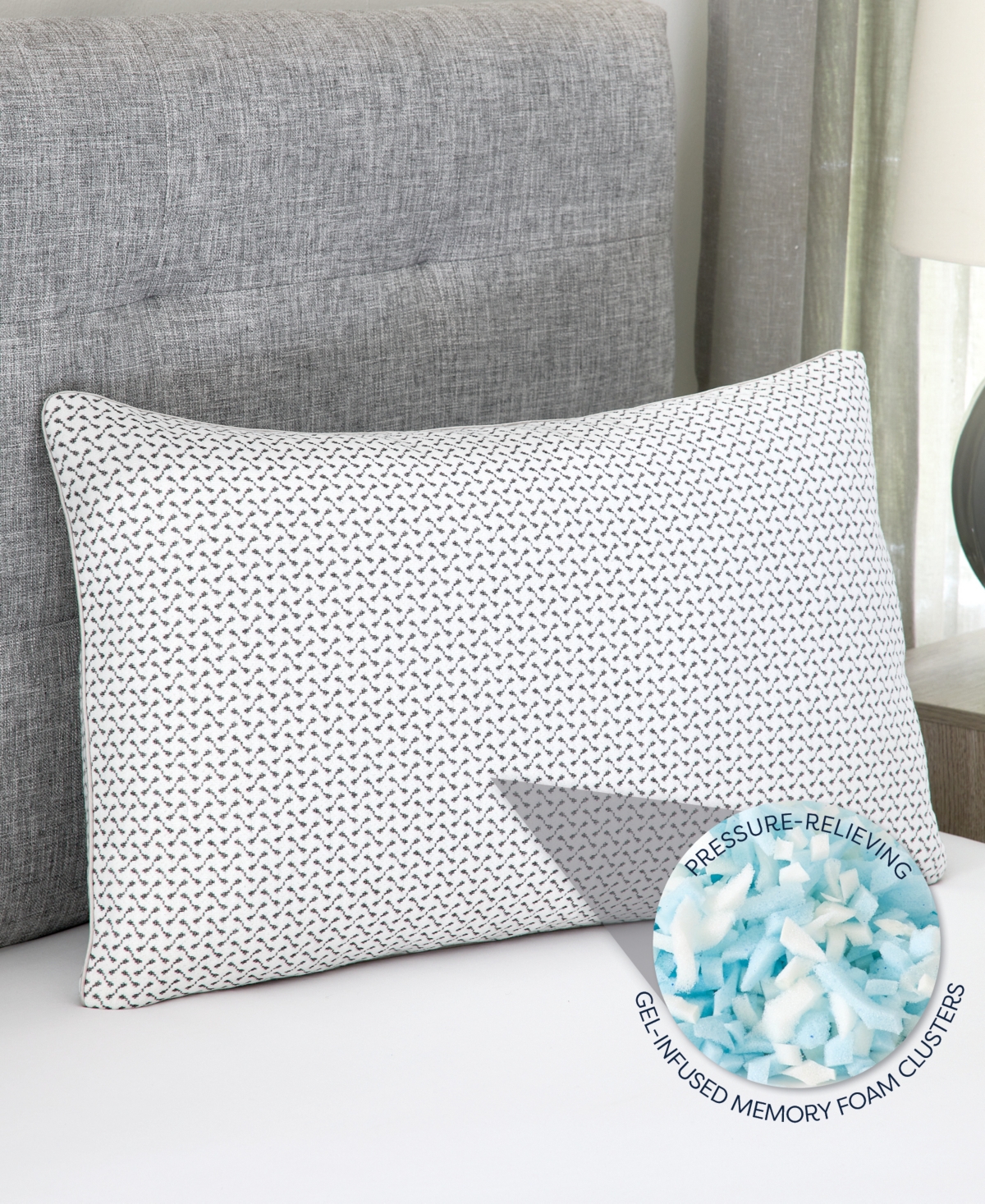 ProSleep Gel-Infused Memory Foam Cluster Pillow with Charcoal Infused Cover, - Gray