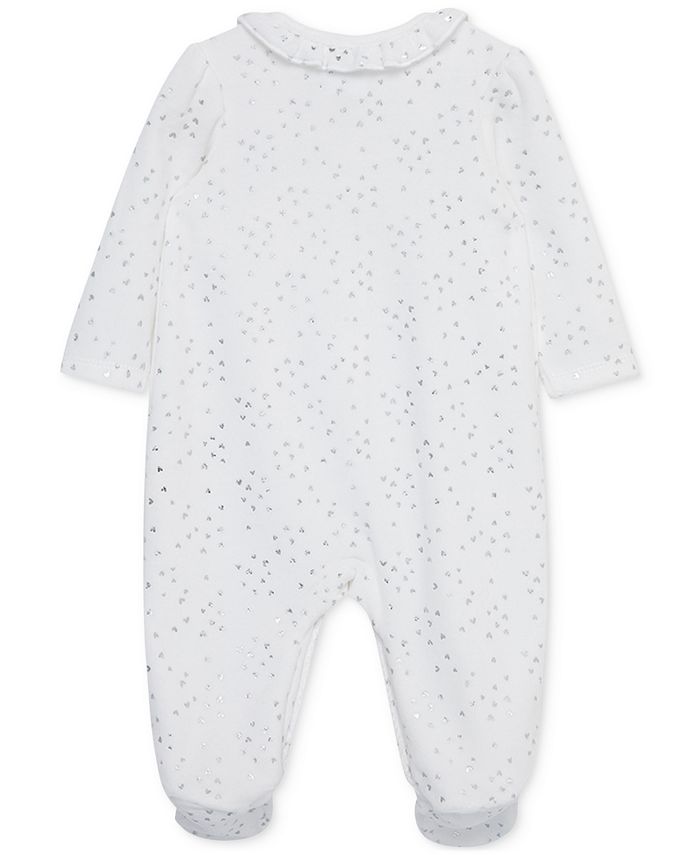 Little Me Baby Girls Metallic Hearts Velour Footed Coverall Macy's