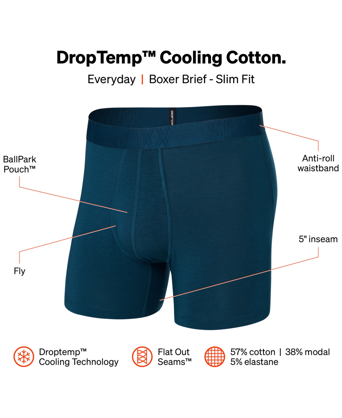 Shop Saxx Men's Droptemp Cooling Cotton Slim Fit Boxer Briefs In Jetski Str