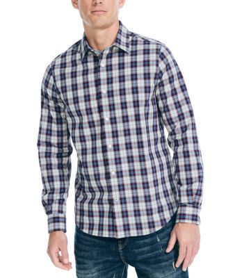 Men's Navtech Long Sleeve Plaid Trim Fit Shirt
