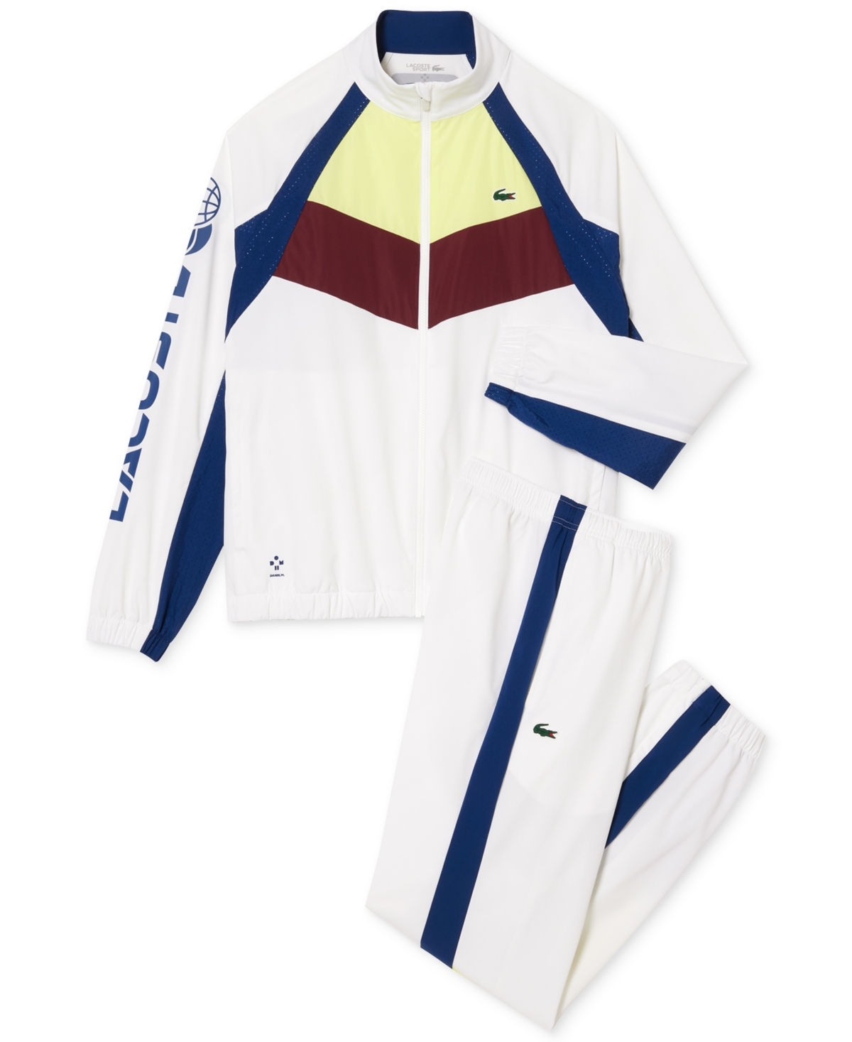 Lacoste Men s 2 Pc. Regular Fit Colorblockd Tennis Tracksuit Blanc limeira zin blanc methylene Smart Closet
