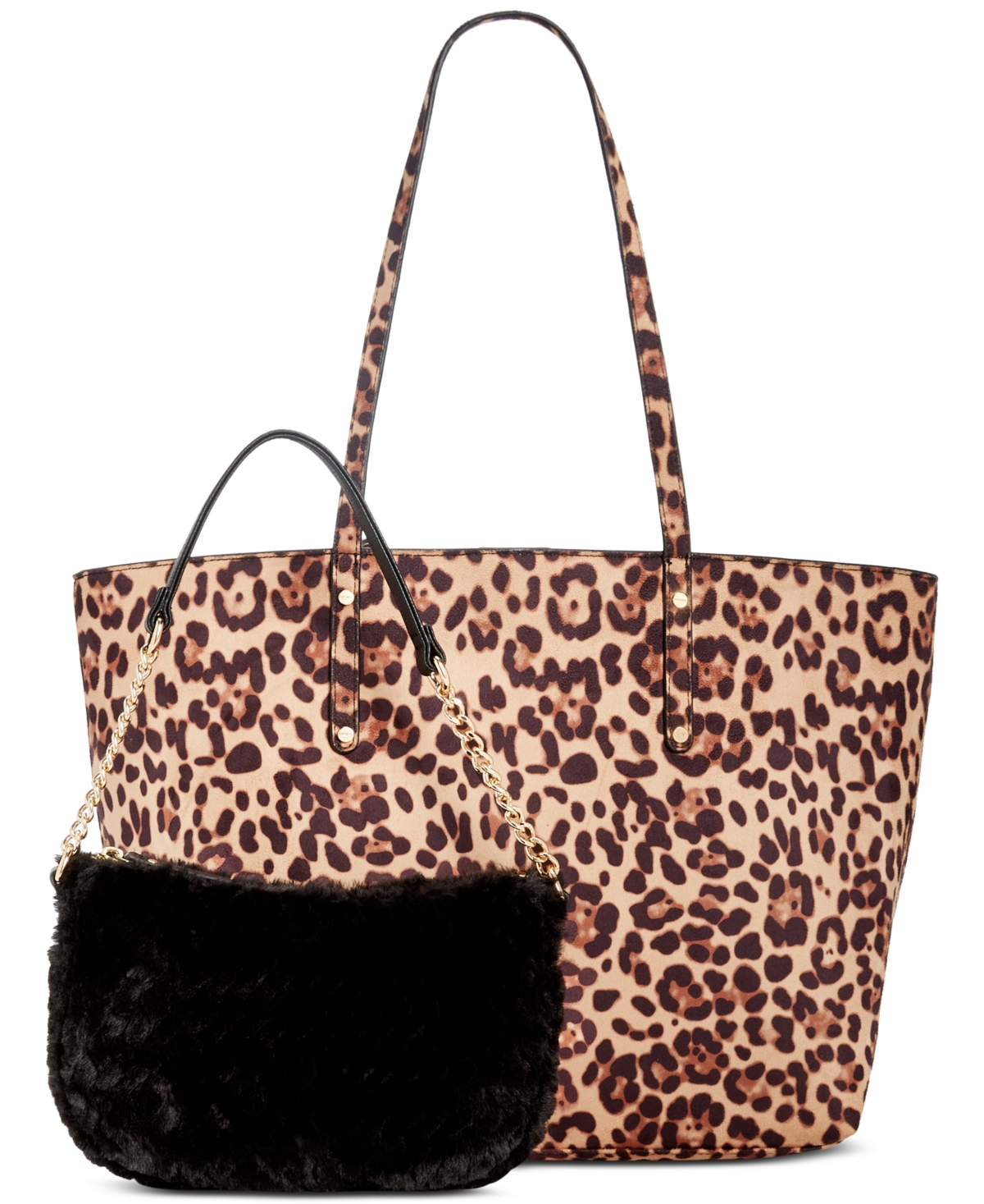 Inc International Concepts Zoiey 2-1 Tote, Created For Macy's In Leo,blk Fur
