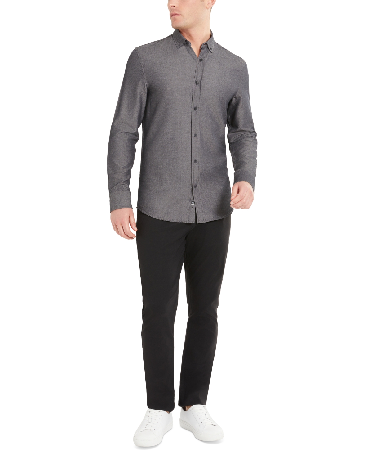 Men's 4-Way Stretch Solid Button-Down Shirt - Black