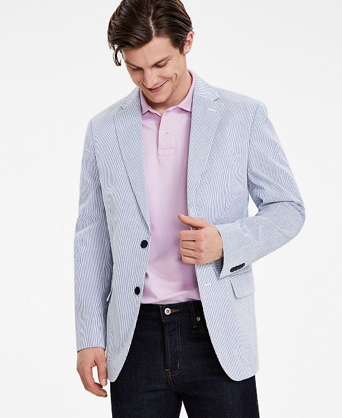 alfani Tommy Hilfiger Men's Modern-Fit Seersucker Sport Coat Men's Fashion & Accessories