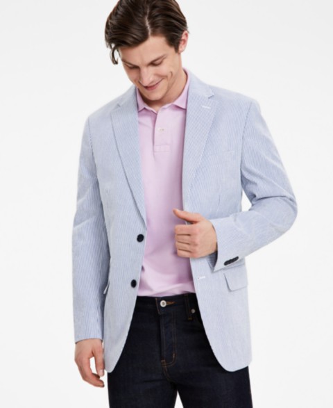 Мужские куртки Tommy Hilfiger Men's Modern-Fit Seersucker Sport Coat