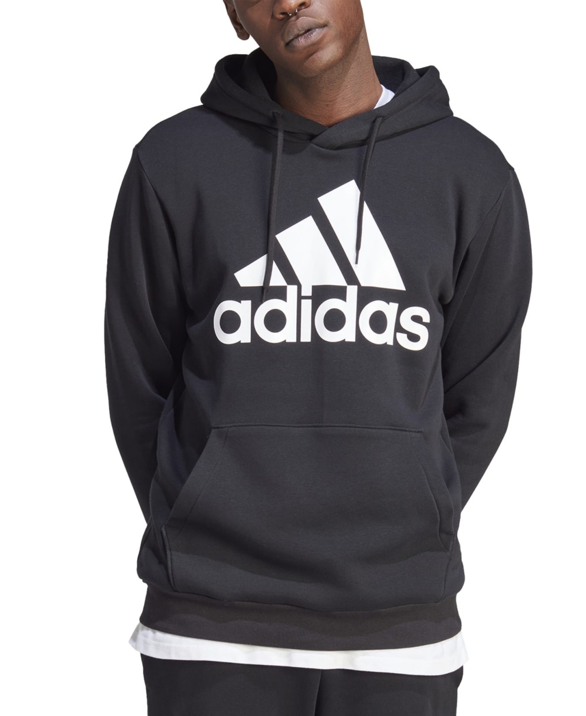 Shop Adidas Originals Men's Essentials Fleece Big Logo Hoodie In Black,wht