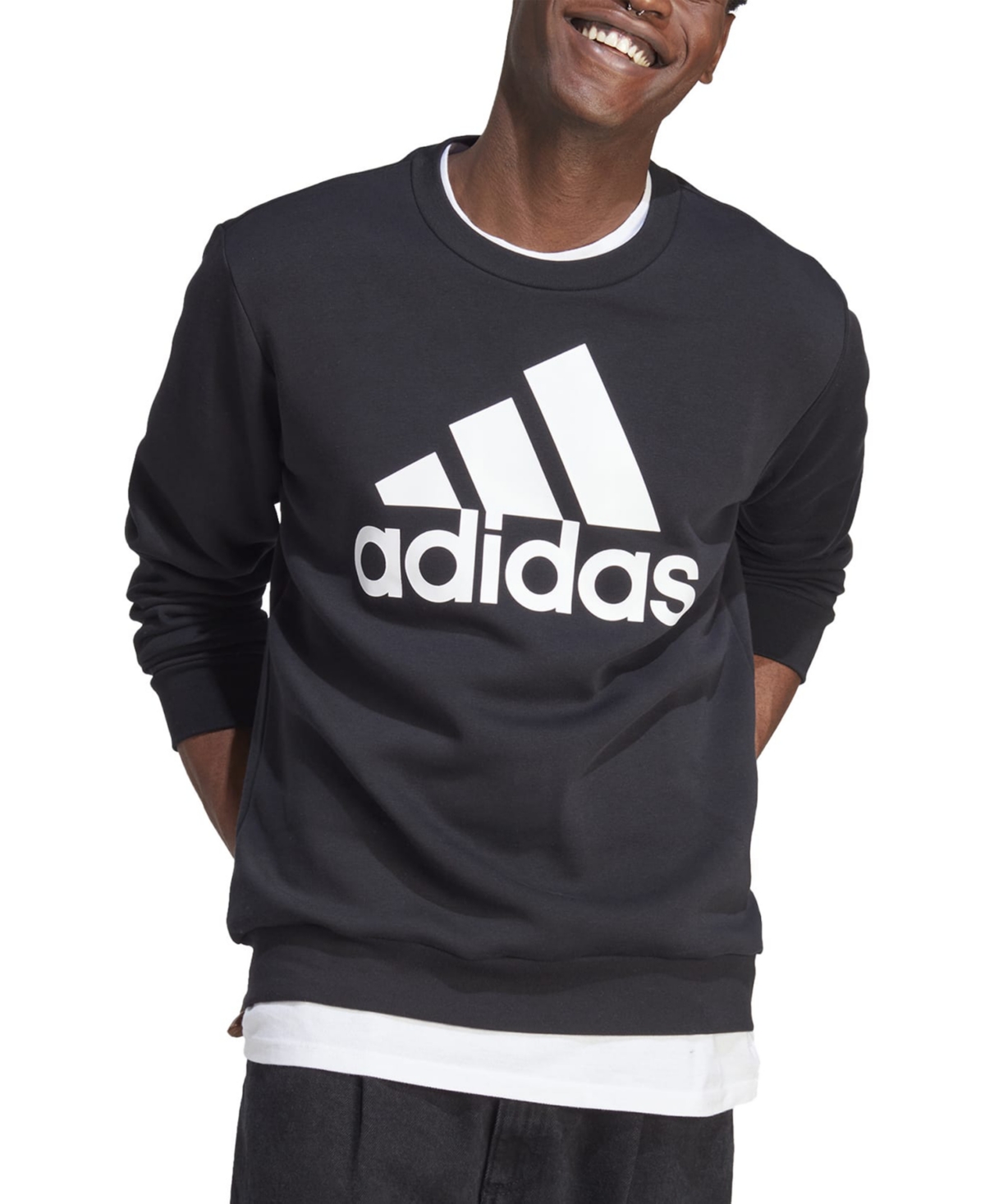 Adidas Originals Men's Essentials Fleece Big Logo Sweatshirt In Black,wht