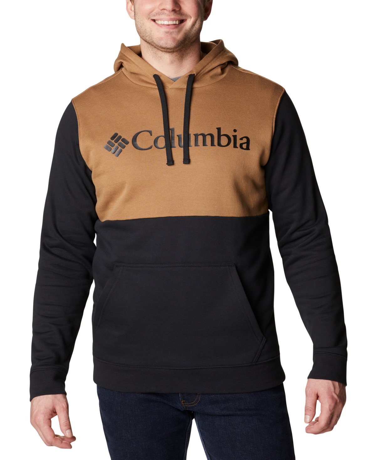 Columbia Men's Colorblocked Fleece Logo Hoodie In Black,delta