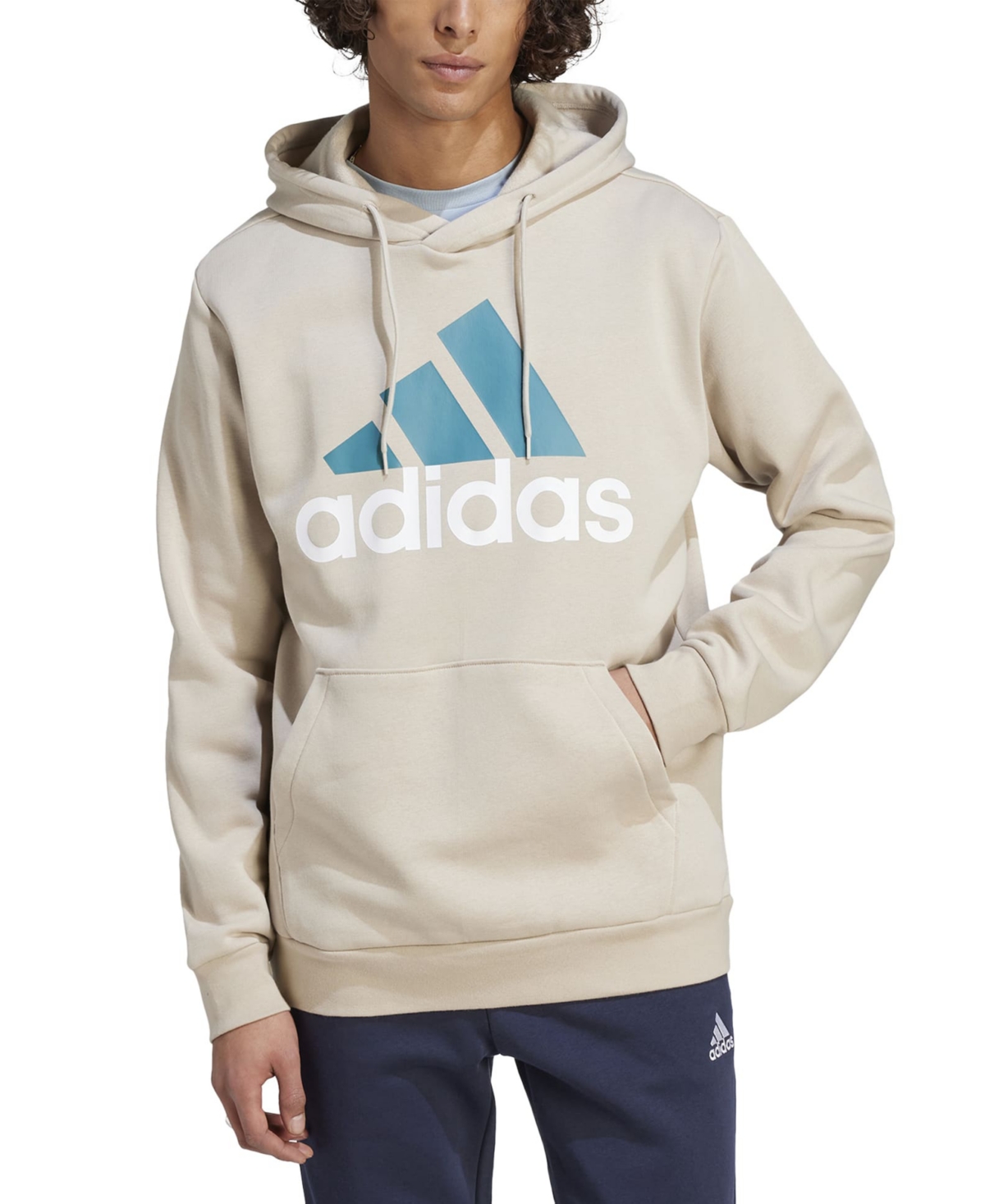 Adidas Originals Men's Essentials Fleece Big Logo Hoodie In Beige,arctic