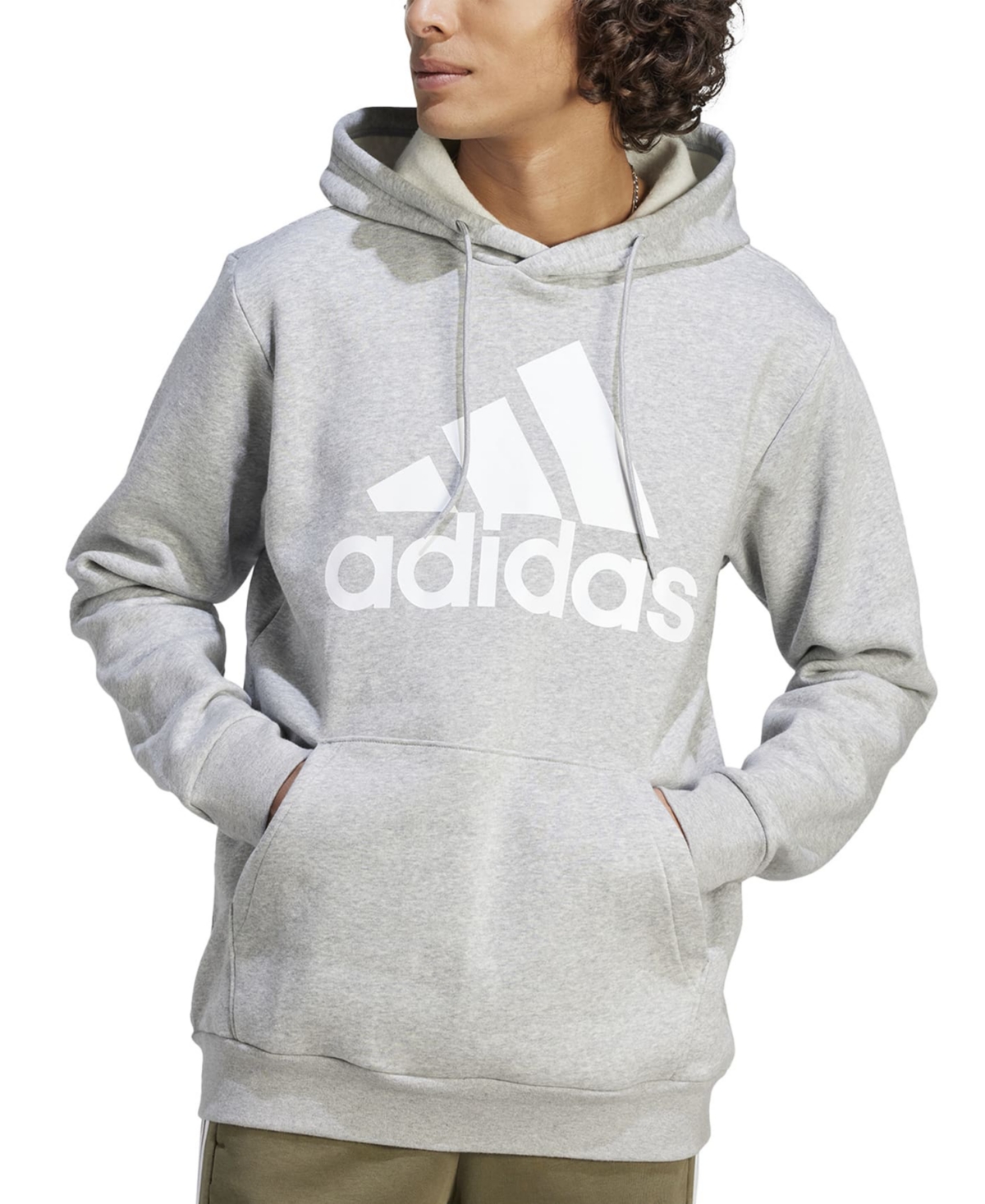 Shop Adidas Originals Men's Essentials Fleece Big Logo Hoodie In Mgh,wht