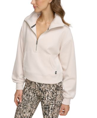 DKNY Tech Velour Rib Half Sweatshirt voor dames, Bracken, XS
