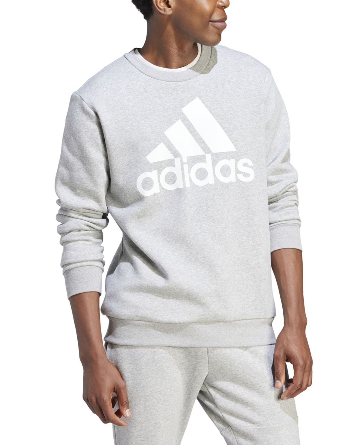 Adidas Originals Men's Essentials Fleece Big Logo Sweatshirt In Mgh,wht