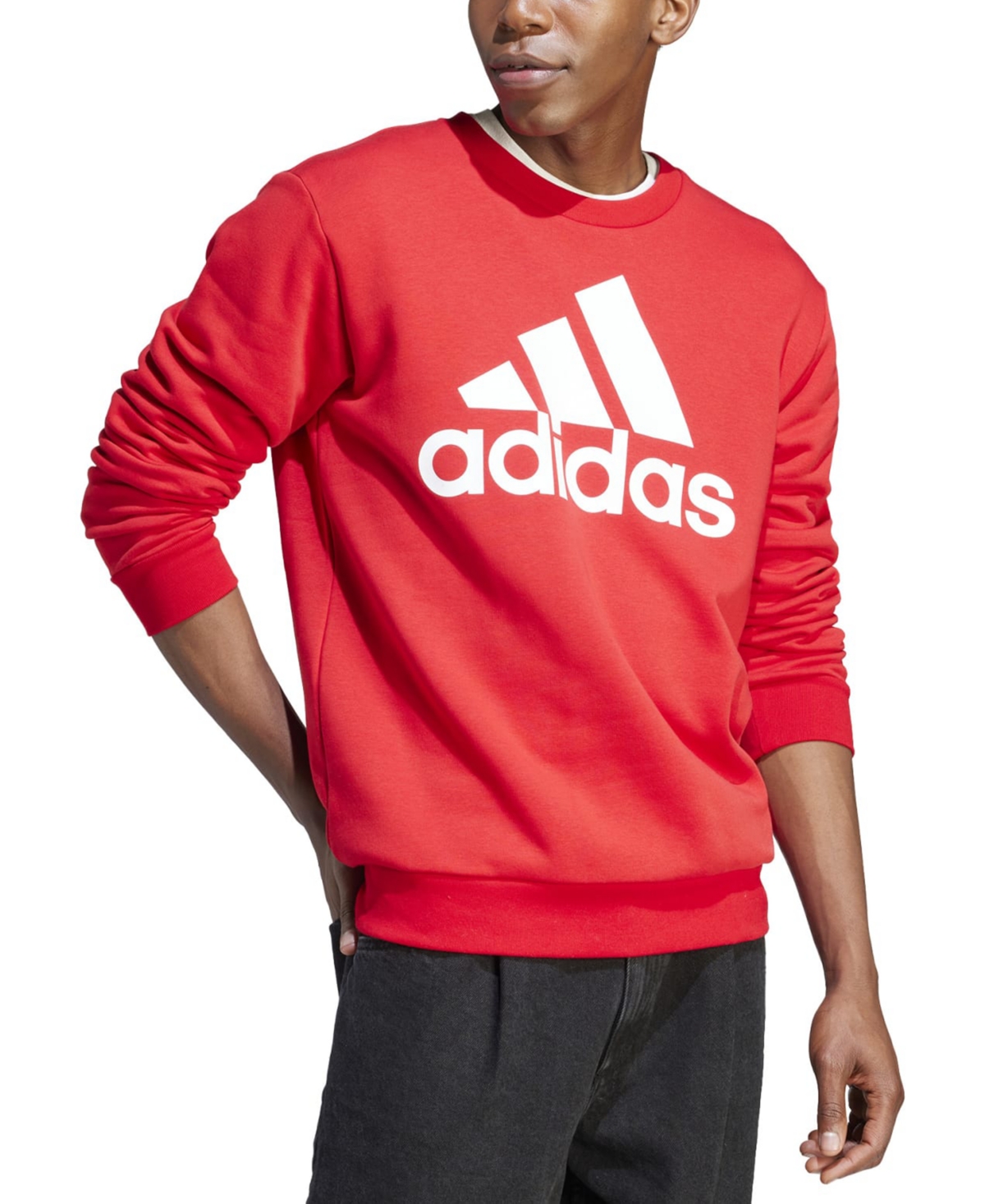 Adidas Originals Men's Essentials Fleece Big Logo Sweatshirt In Scarlet,wht