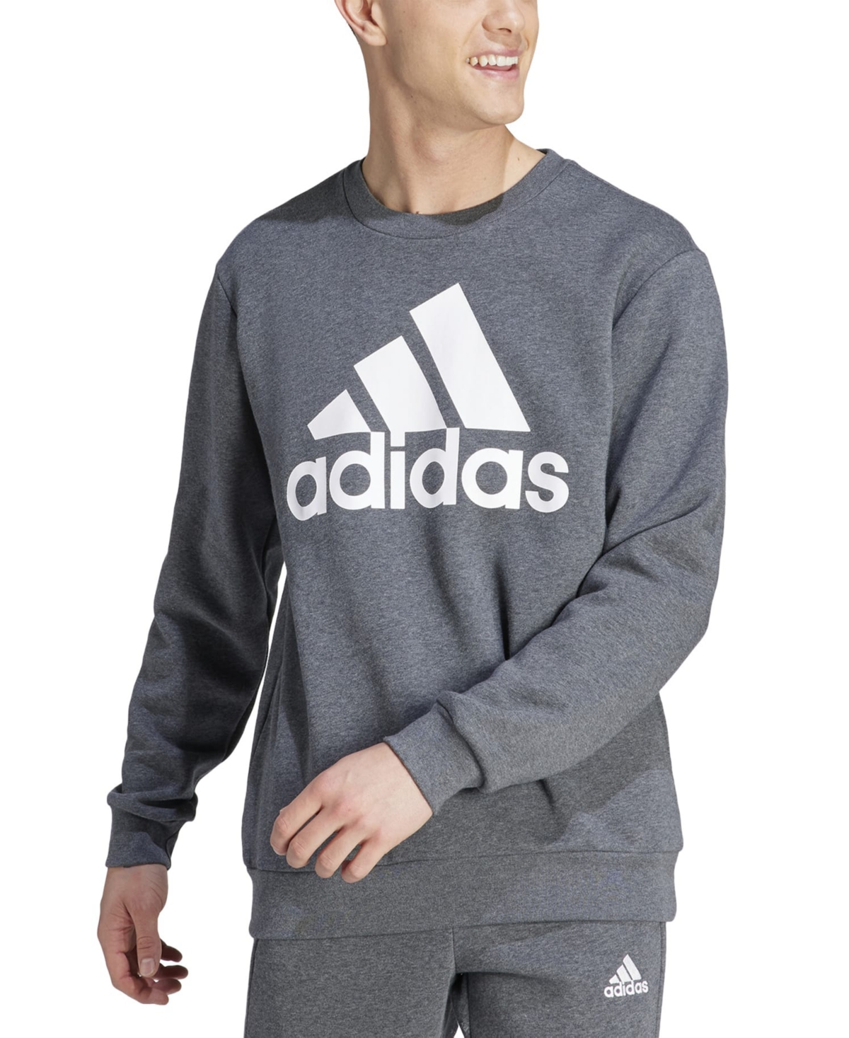 Adidas Originals Men's Essentials Fleece Big Logo Sweatshirt In Dgh,wht