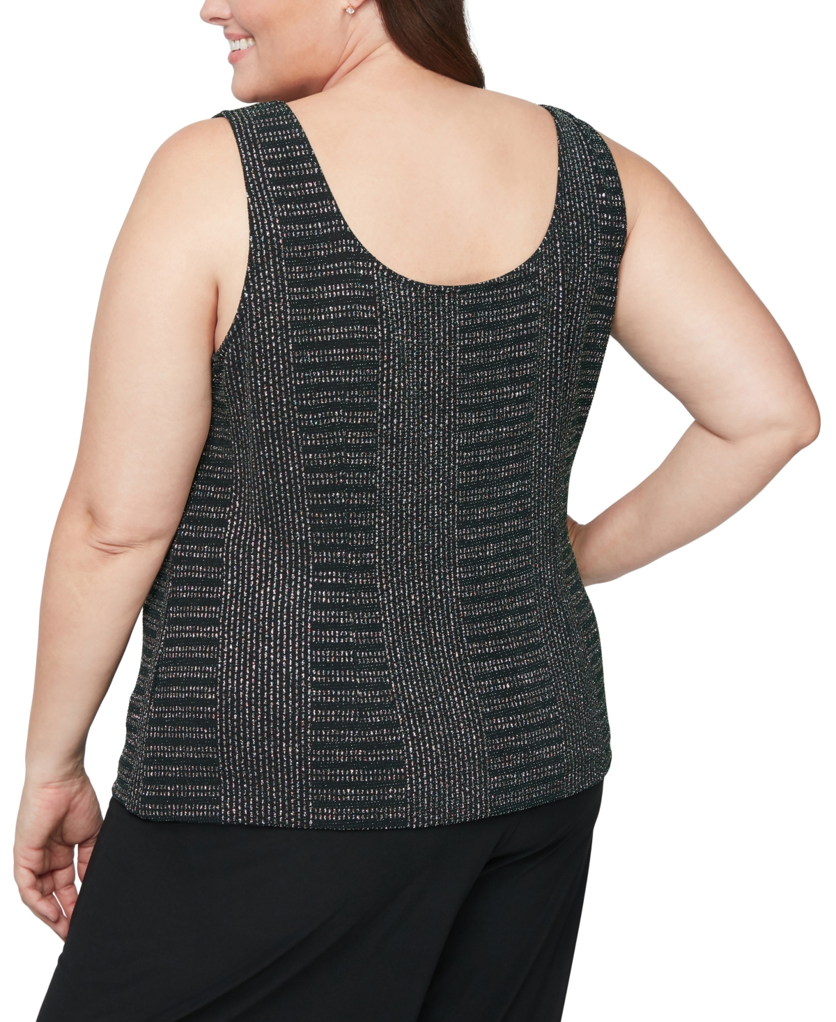 Alex Evenings Plus Metallic-Knit Tank and Jacket Set