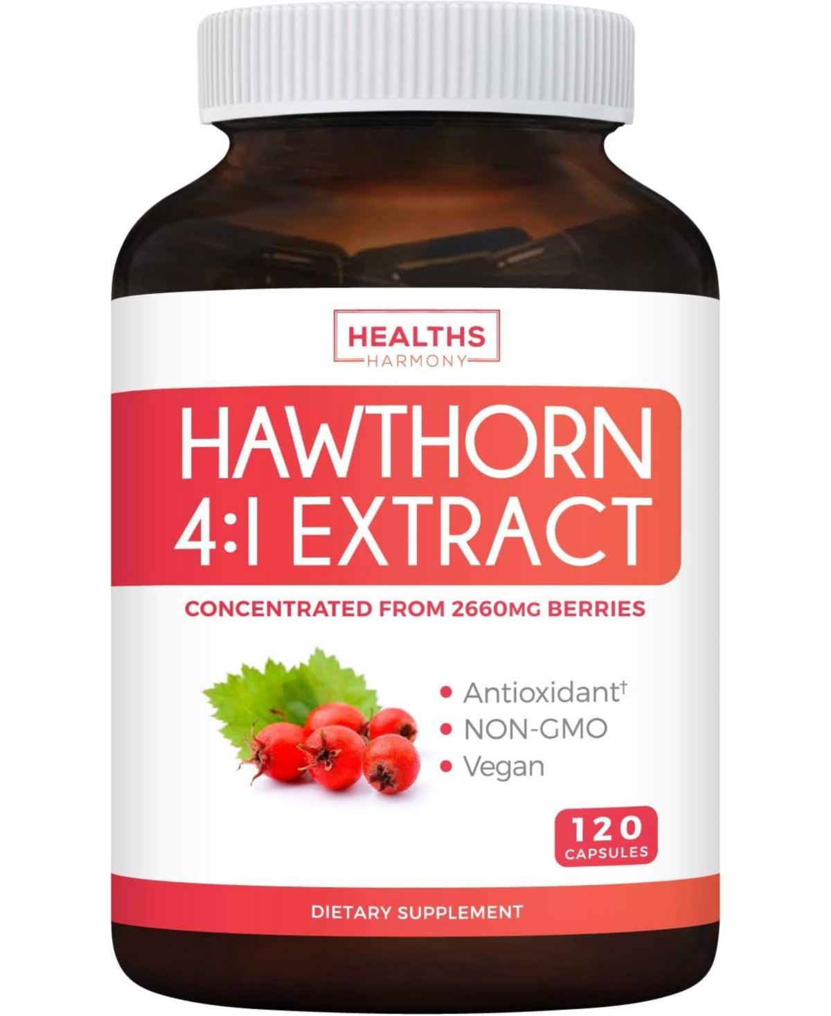 Hawthorn Berry Capsules - High Strength 4:1 Extract - Natural Blood Pressure Support Supplement - Helps Maintain Blood Pressure Levels