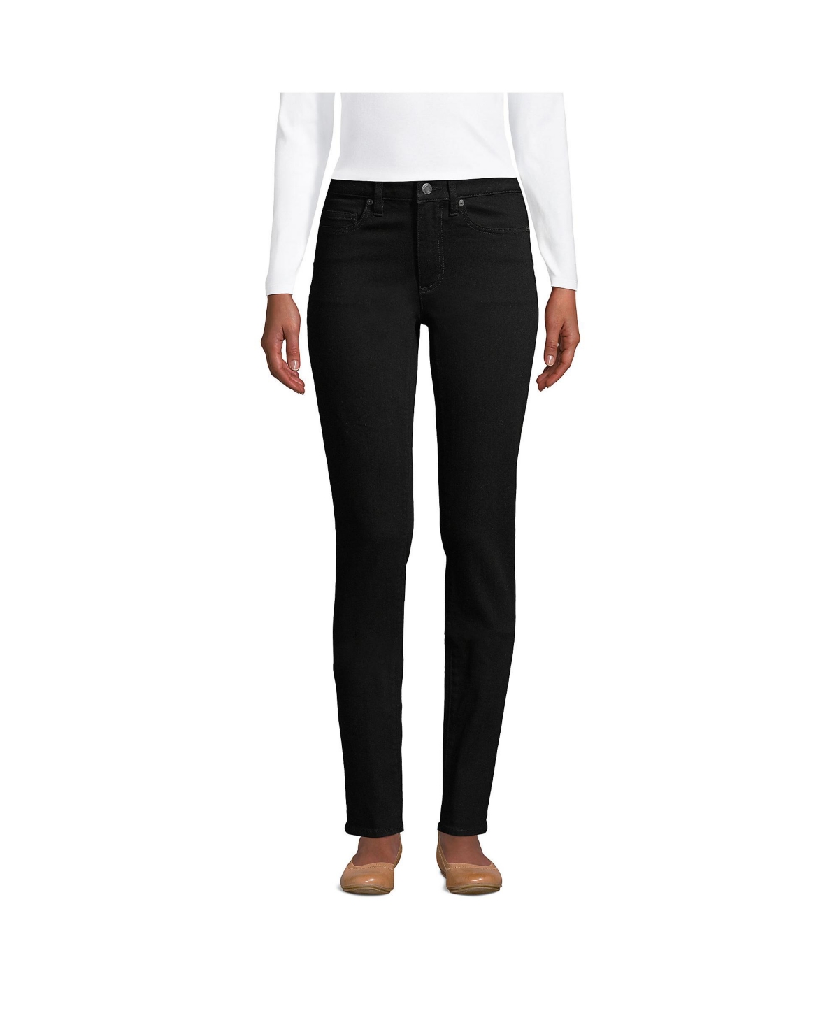 Petite Mid Rise Straight Leg Jeans - Black