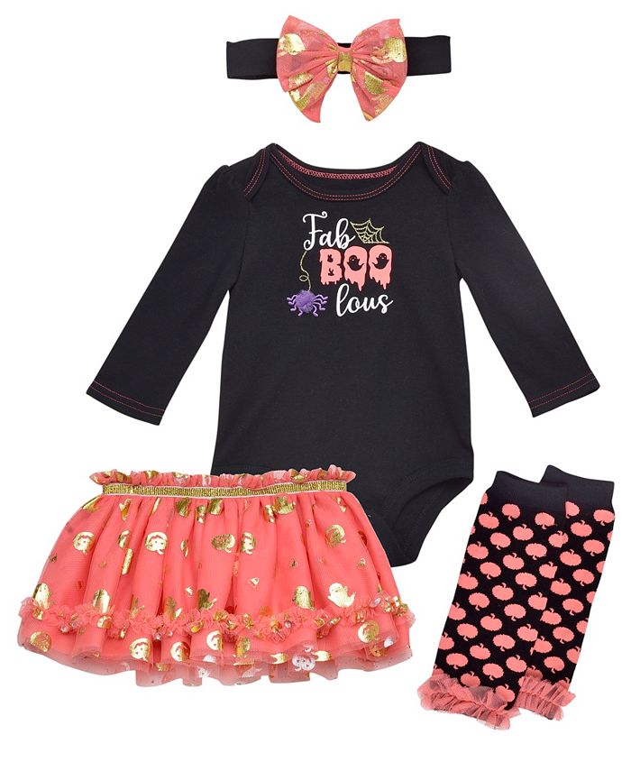 Baby Starters Baby Girls Halloween Bodysuit, Skirt, Headband and Leg