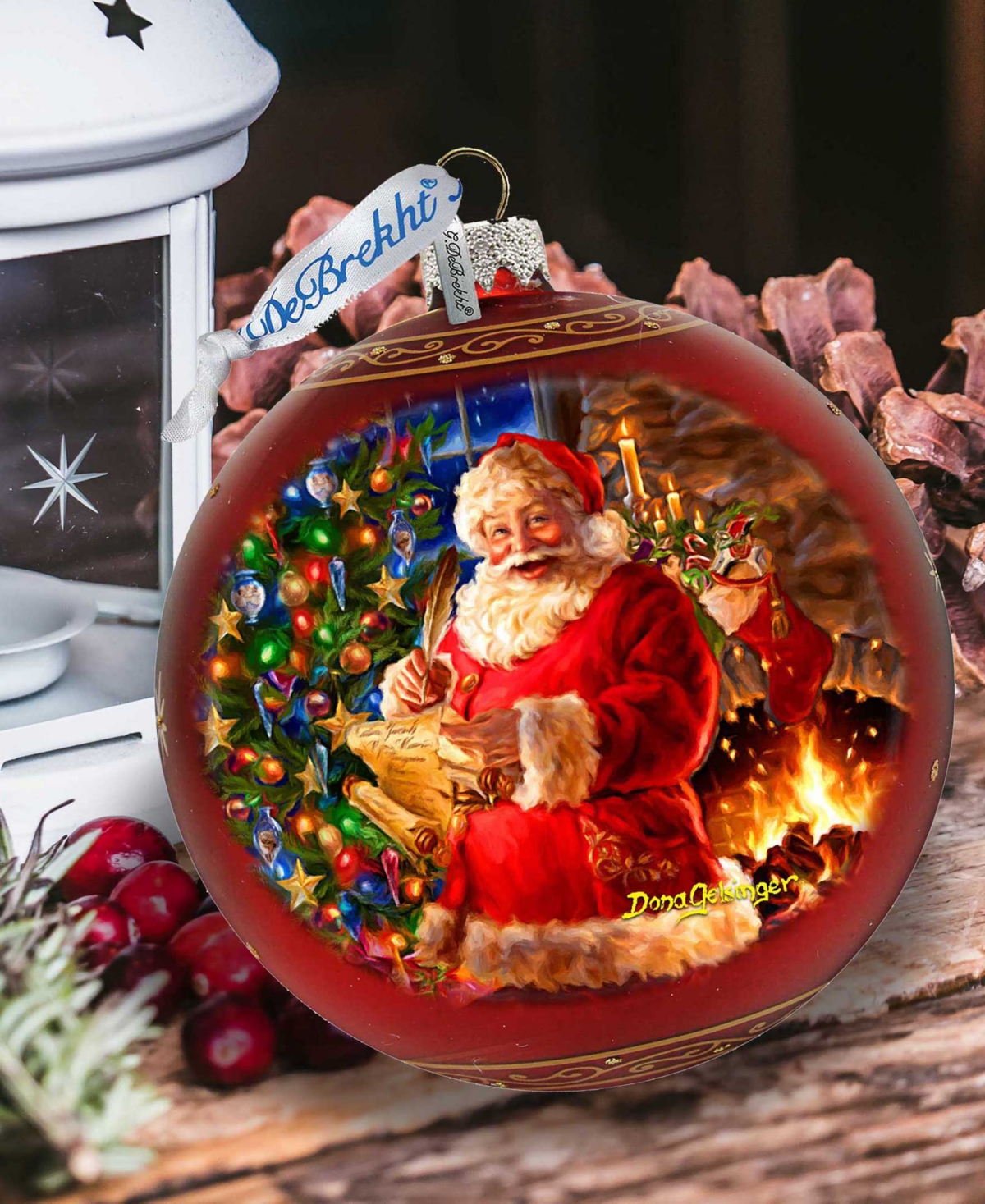 Shop Designocracy Wish List Santa Large Holiday Glass Collectible Ornaments D. Gelsinger In Multi Color