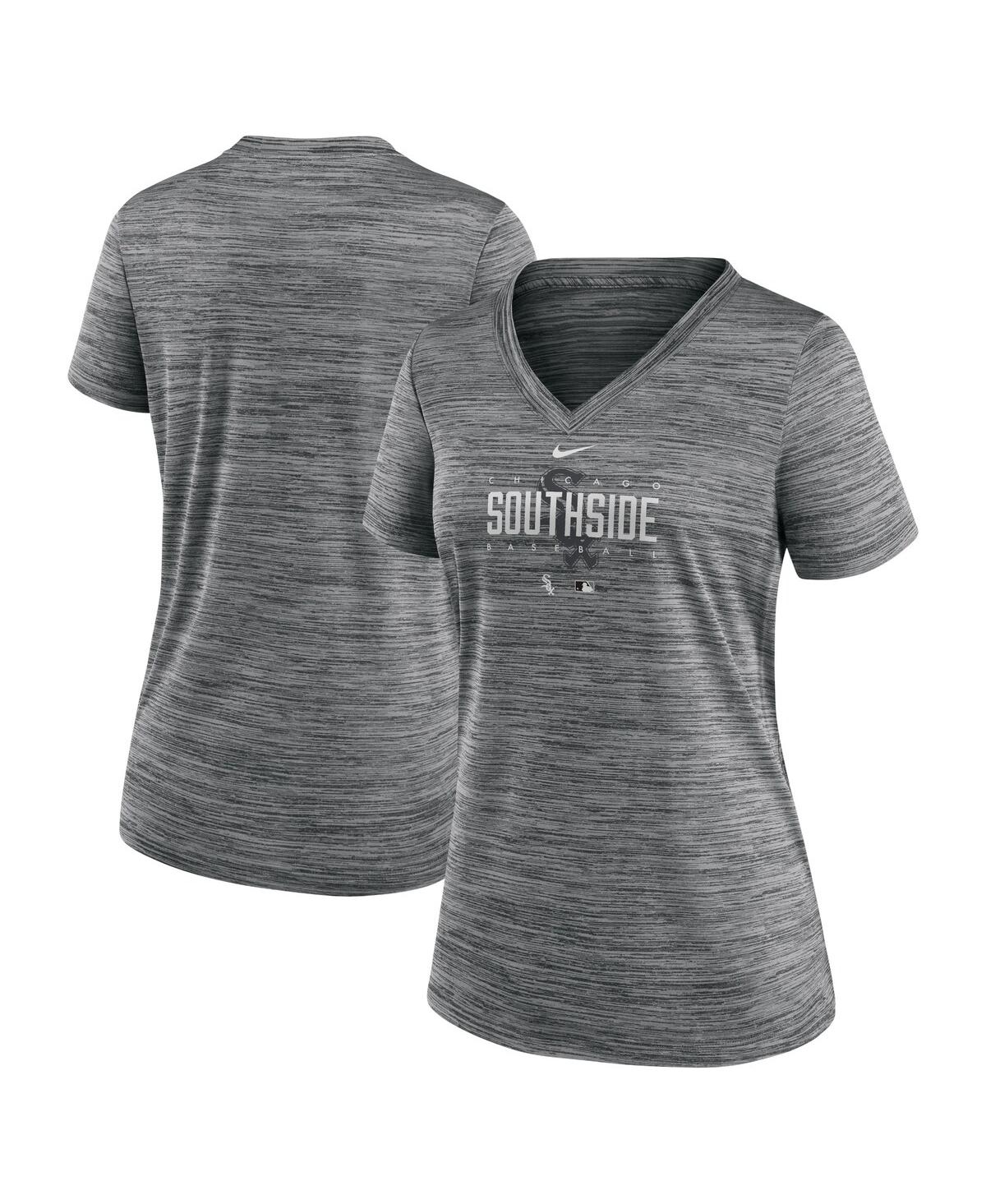 Shop Nike Women's  Gray Chicago White Sox City Connect Velocity Practice Performance V-neck T-shirt