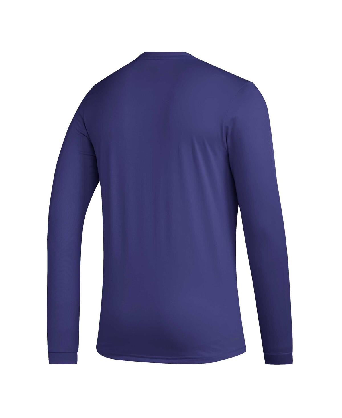 Men's adidasWashington Huskies Mighty Mascot Pregame Long Sleeve T-shirt - Purple