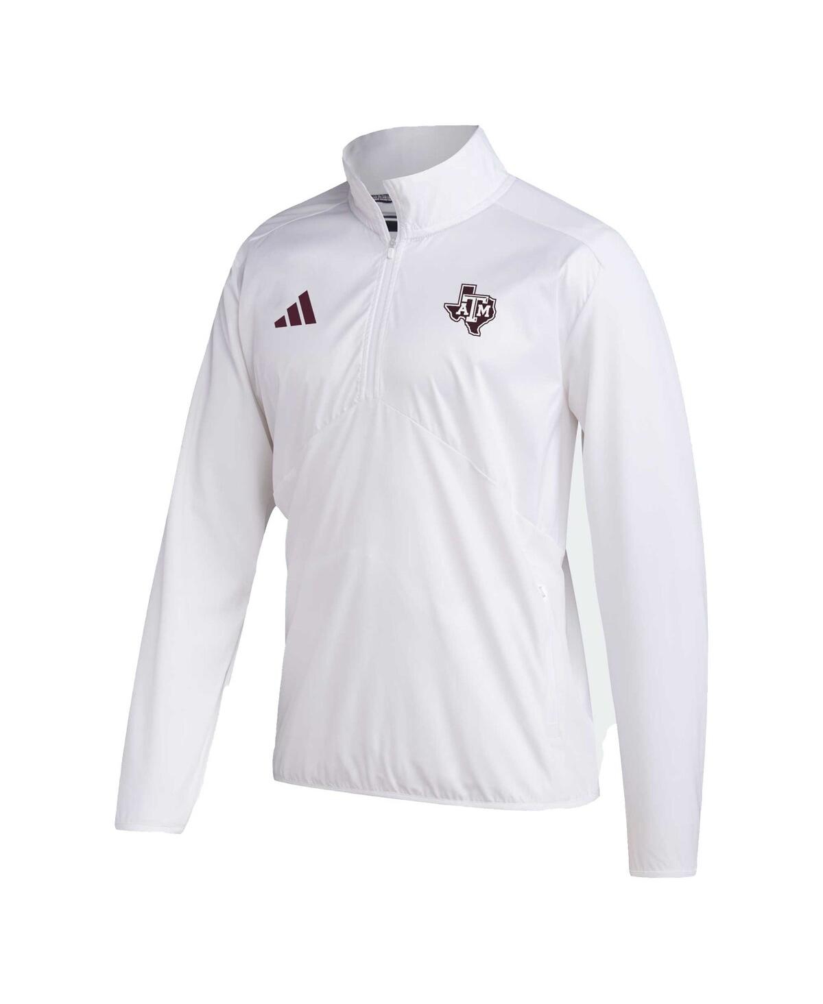Men's adidasTexas A&M Aggies Sideline Aeroready Raglan Sleeve Quarter-Zip Jacket - White