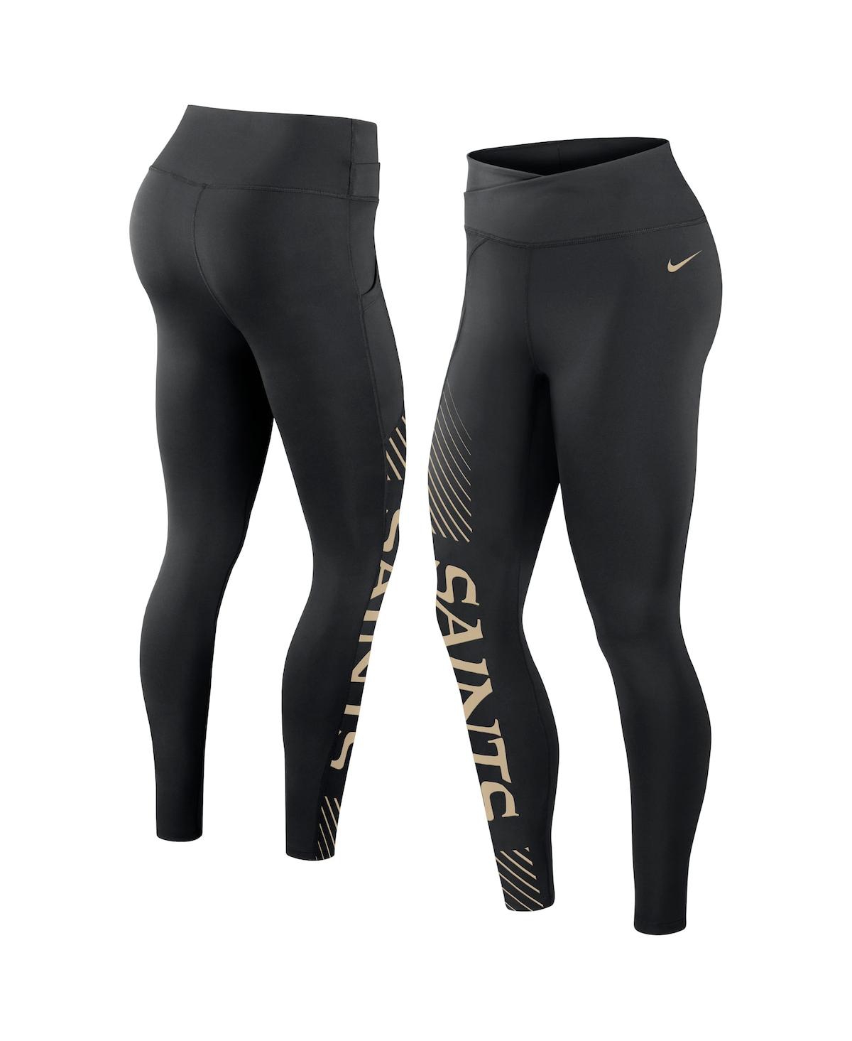 Nike Women's  Black New Orleans Saints Yard Line Crossover Leggings