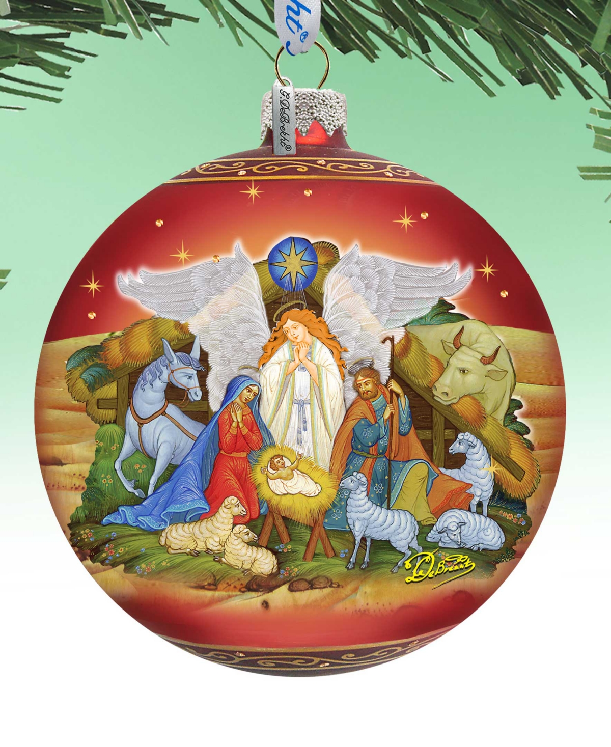 Designocracy Guarding Light Nativity Large Holiday Glass Collectible Ornaments G. Debrekht In Multi Color