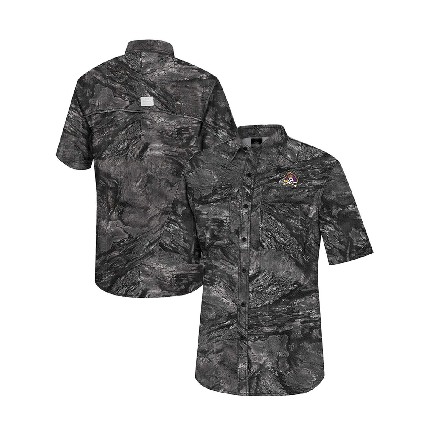 Мужская рубашка Colosseum Charcoal ECU Pirates Realtree Aspect Charter Full-Button Fishing — фото 2