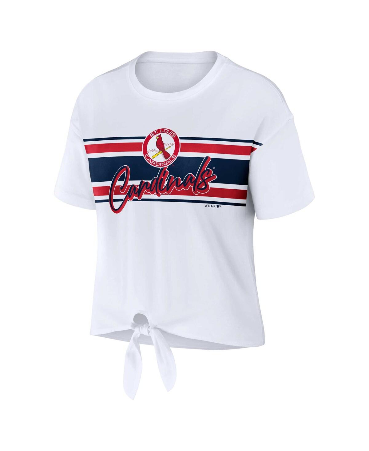 Shop Wear By Erin Andrews Women's  White St. Louis Cardinals Front Tie T-shirt