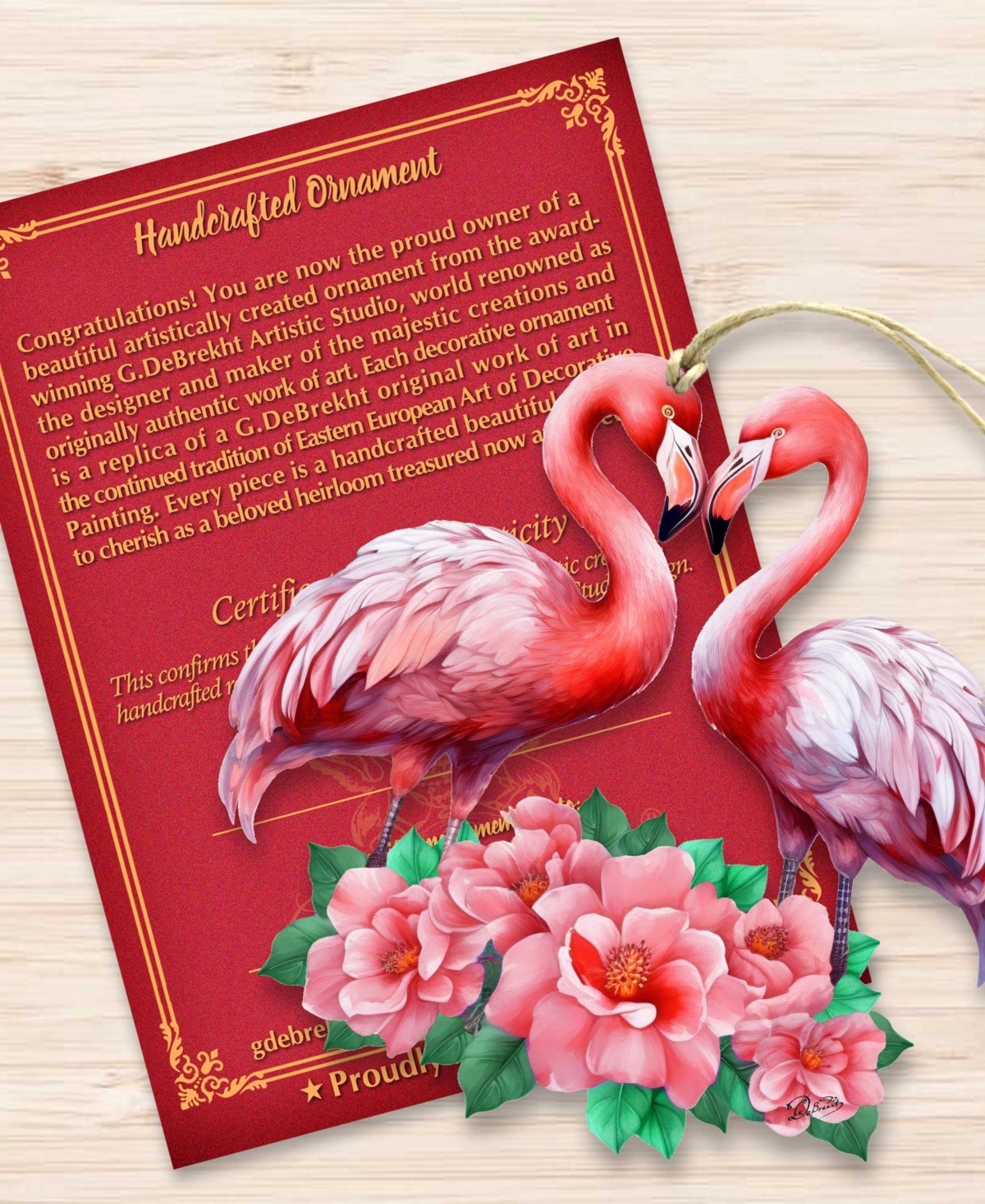Shop Designocracy Holiday Wooden Ornaments Flamingos Love Home Decor G. Debrekht In Multi Color