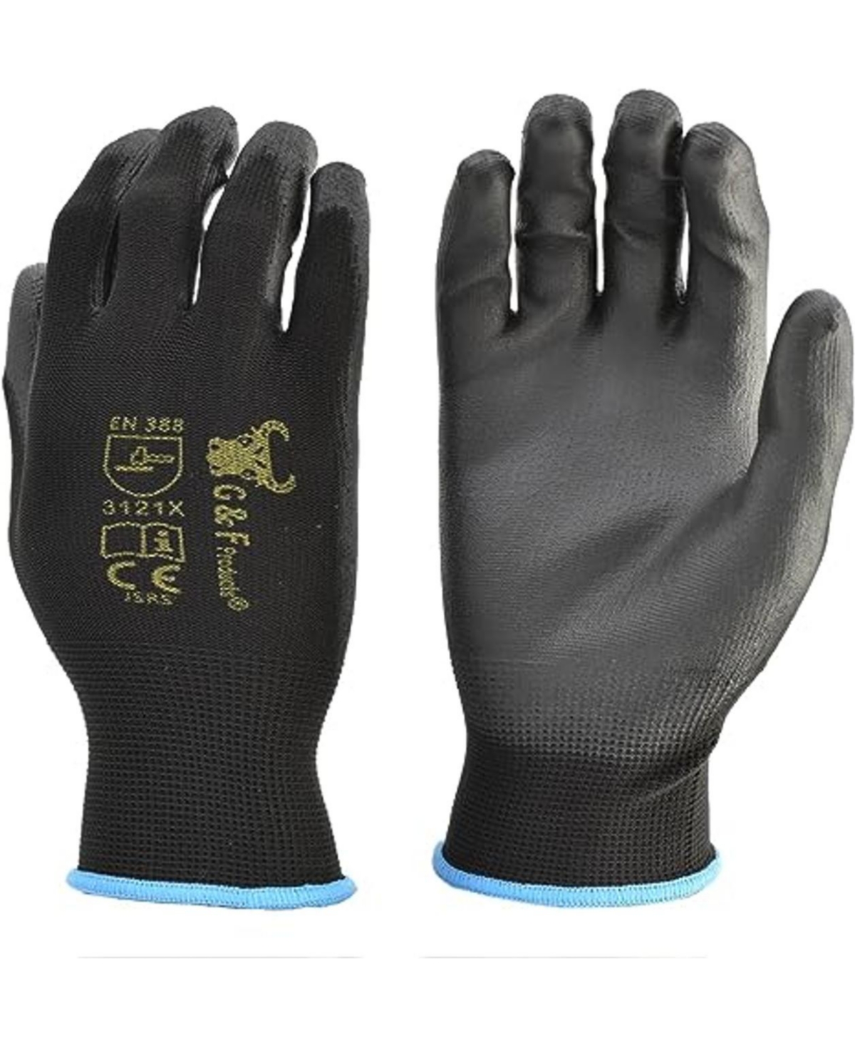 12 Pairs Men Work Gloves, Lightweight Grip Gloves For Work - Black