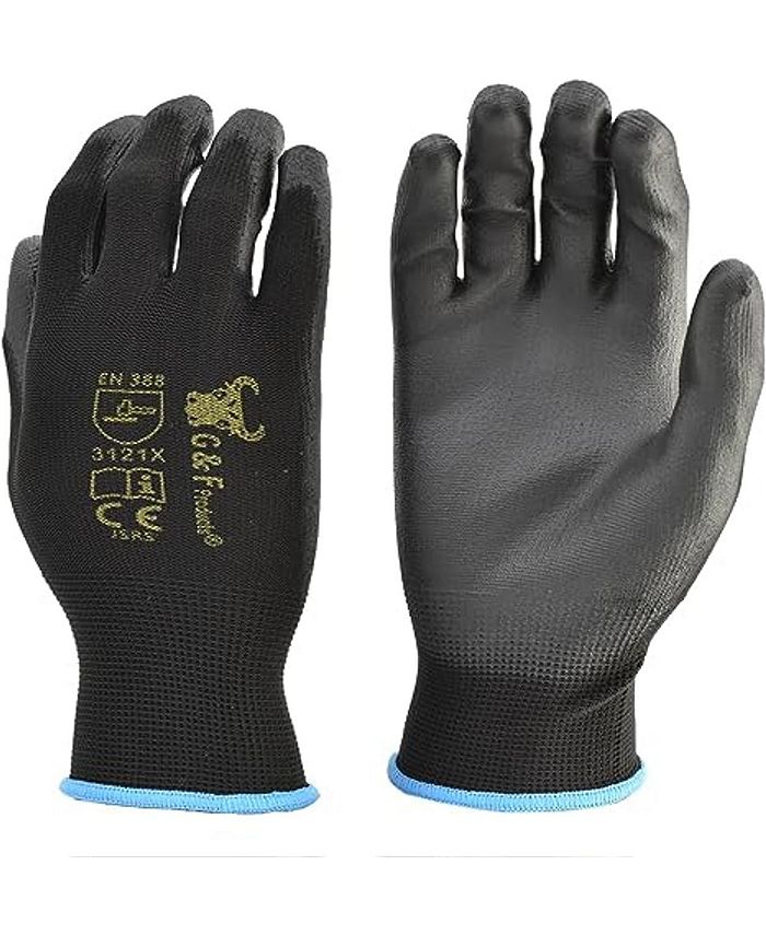 G & F Products 12 PAIRS Men Work Gloves, Lightweight Grip Gloves For