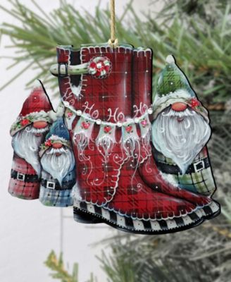 Hello Christmas Boots Christmas Wooden Ornaments Holiday Decor J. Mills-Price