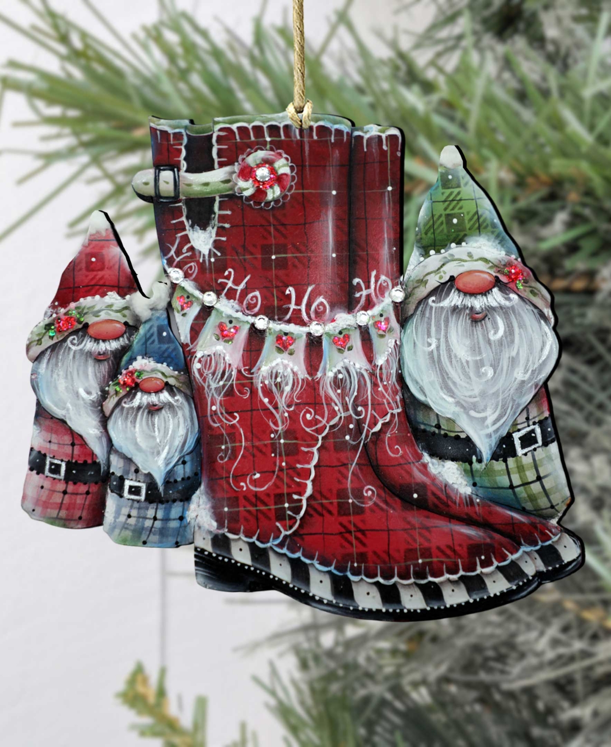 Designocracy Hello Christmas Boots Christmas Wooden Ornaments Holiday Decor J. Mills-price In Multi Color