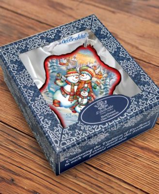 Cheerful Snowmen Snowflake Mercury Christmas Glass Ornaments G. DeBrekht