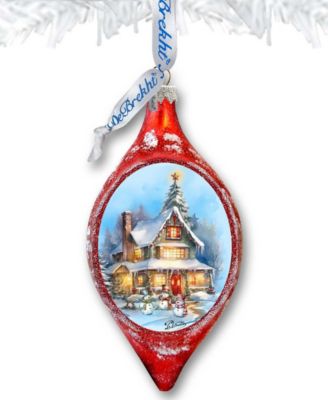 Christmas Cottage Drop Holiday Mercury Glass Ornaments G. DeBrekht