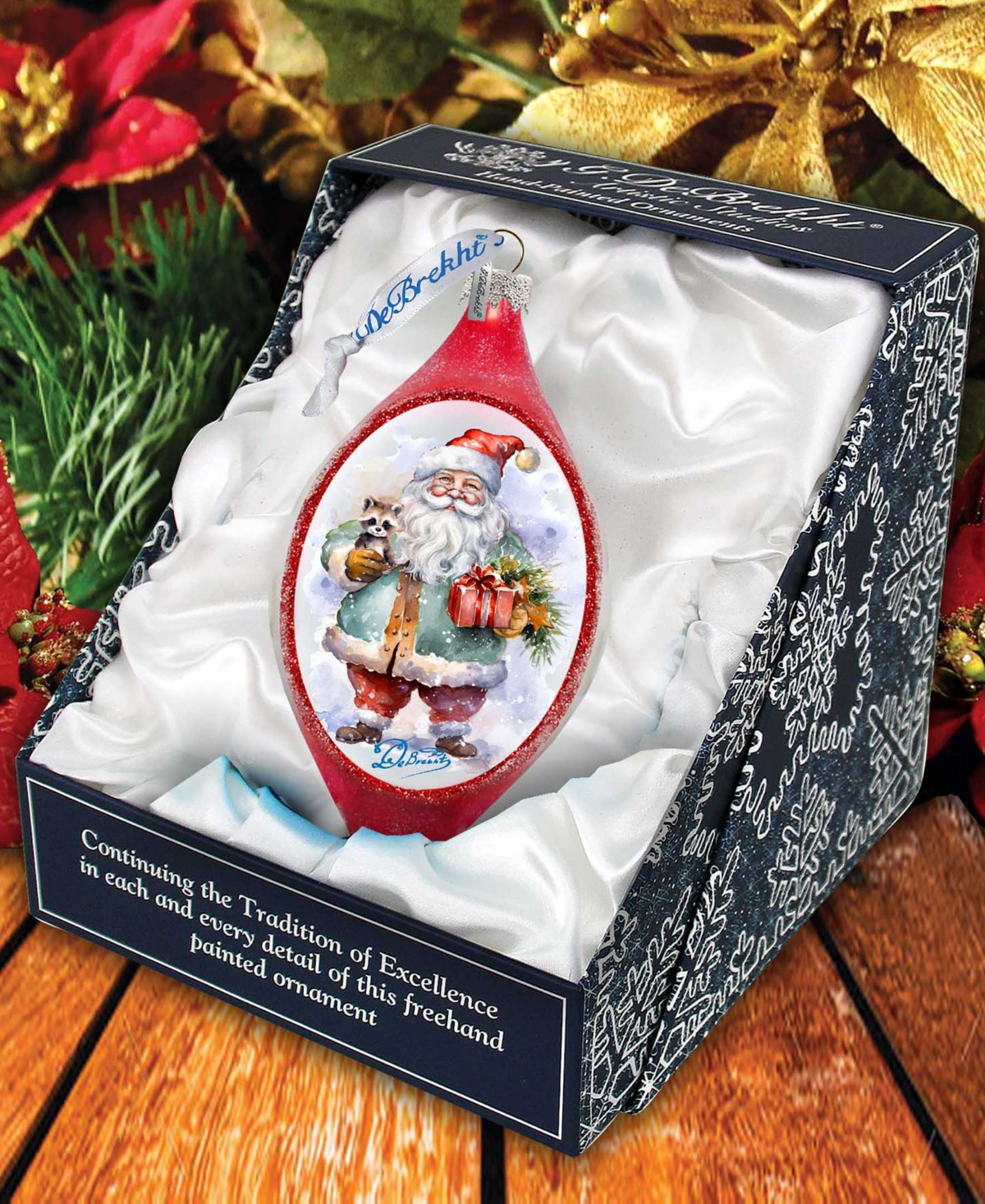 Shop Designocracy Santa Claus Presents Drop Mercury Christmas Glass Ornaments G. Debrekht In Multi Color